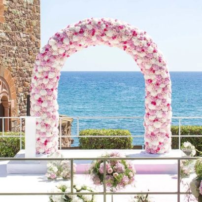 florished arch for wedding