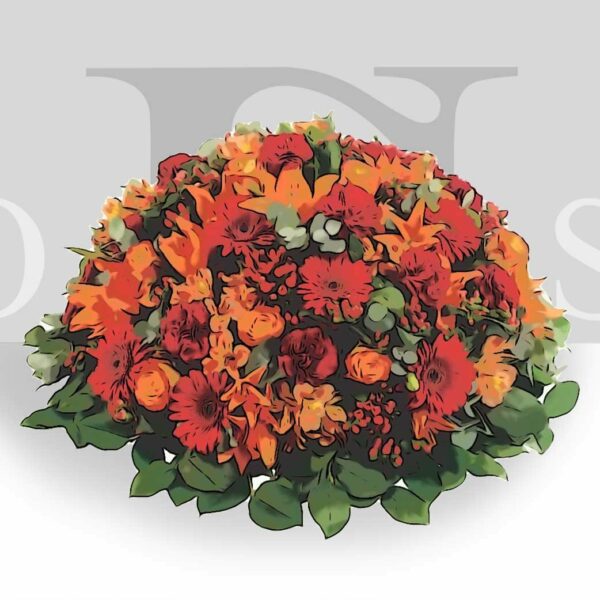 Coussin rond de fleurs pour le deuil